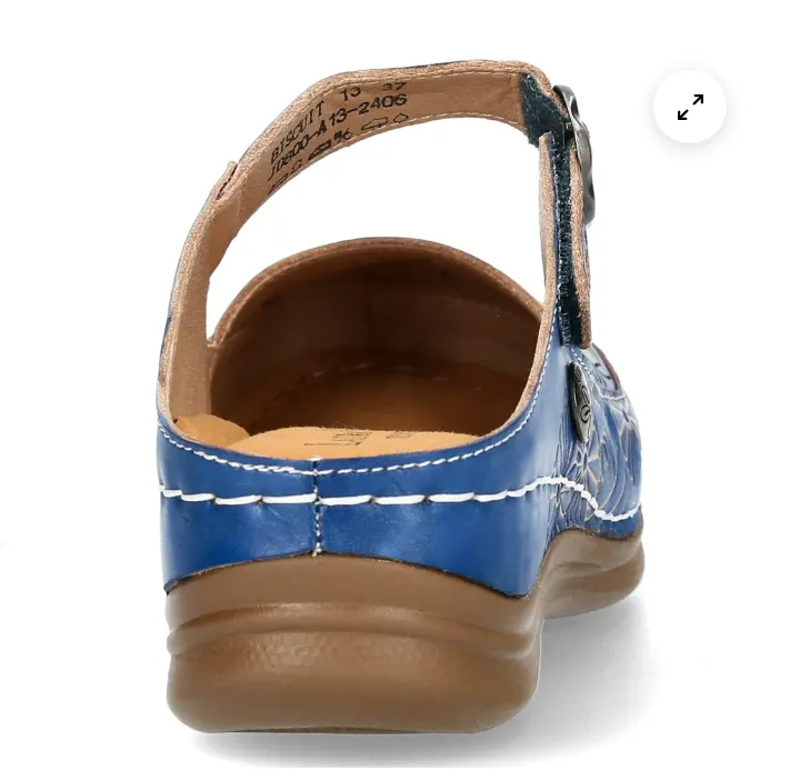 Laura Vita"Biscuit 13" Leather Mule in Blue