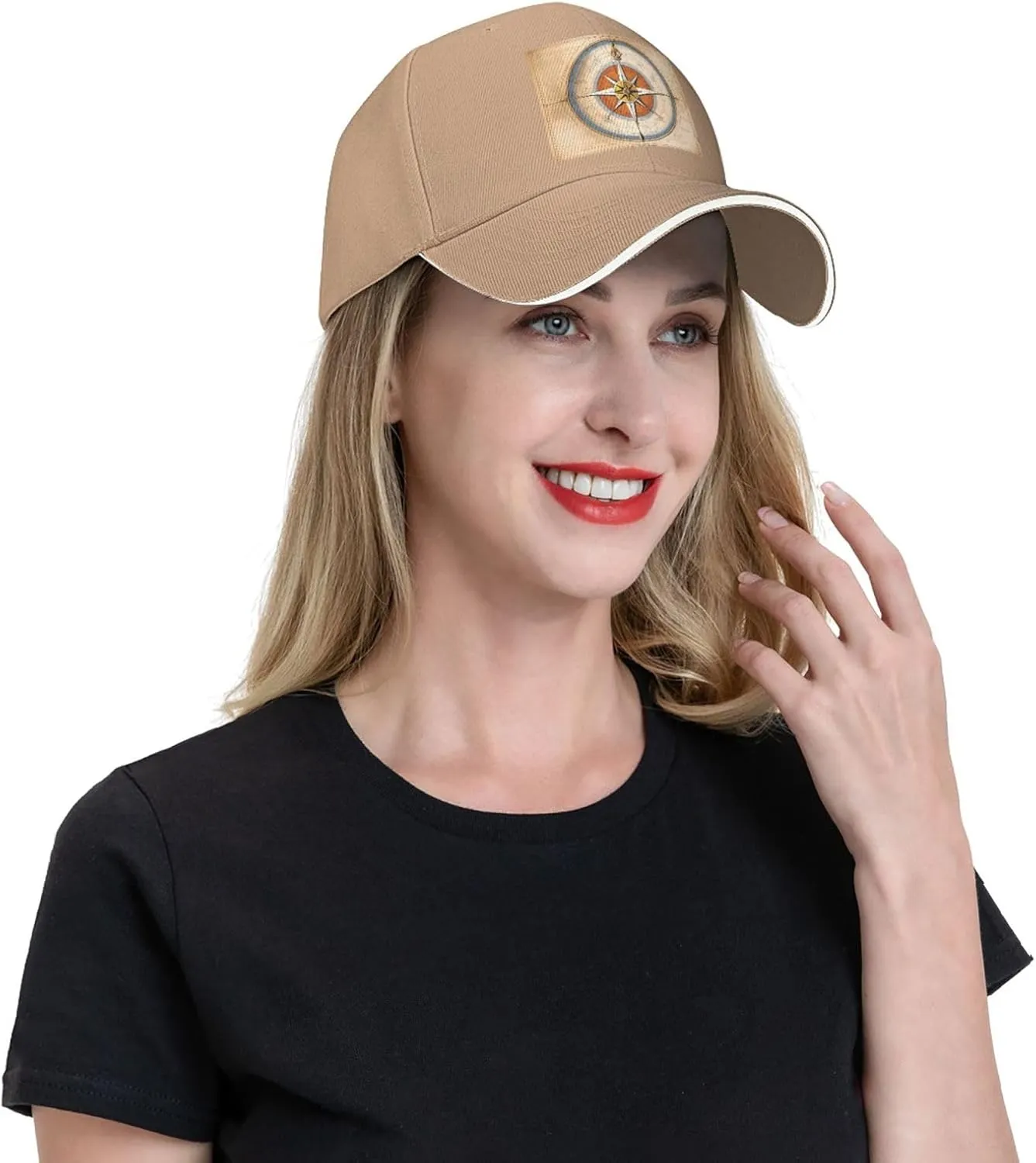 Law of The Compass Navigation Pattern Unisex Baseball Cap Black : Breathable, Light