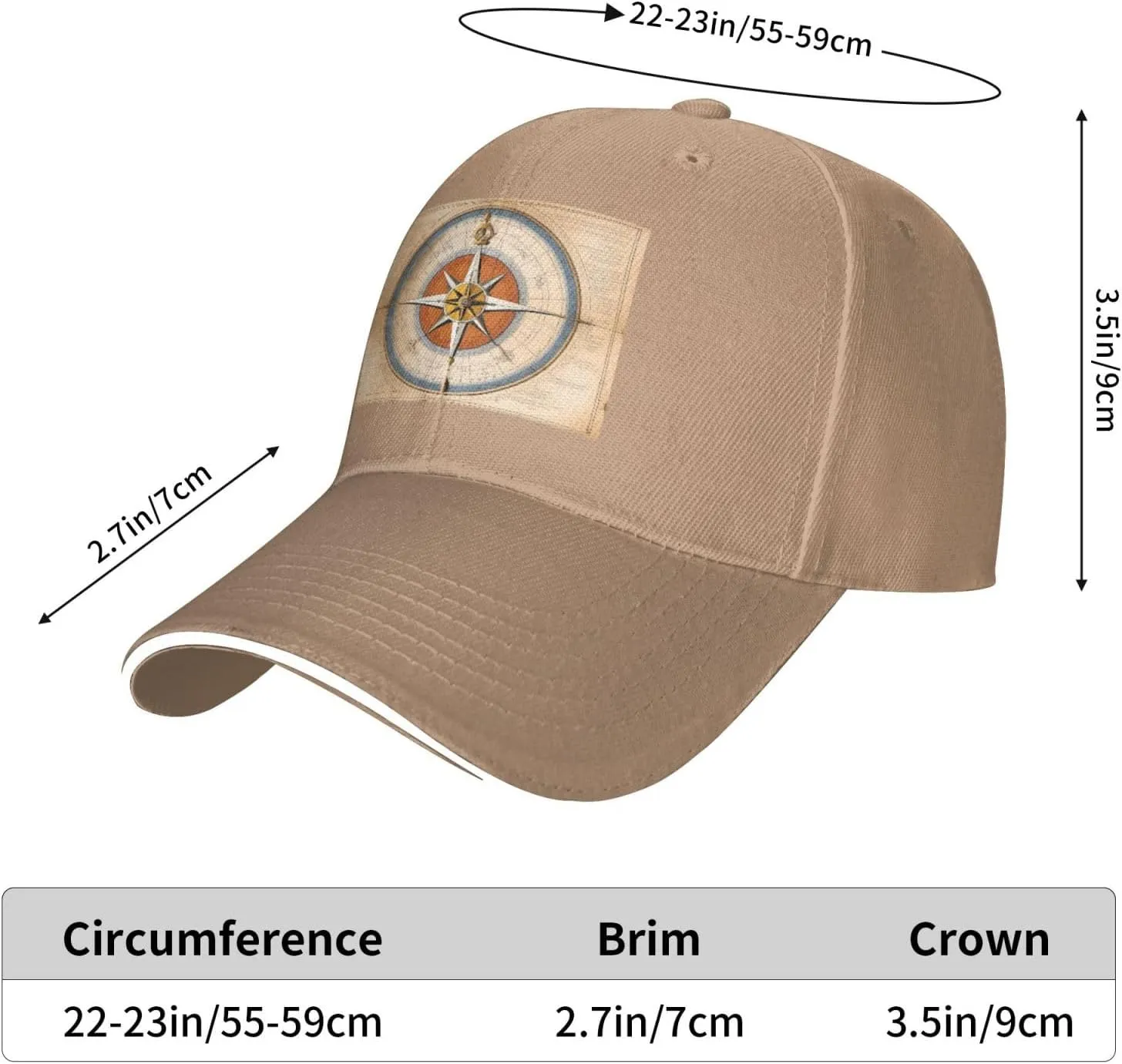 Law of The Compass Navigation Pattern Unisex Baseball Cap Black : Breathable, Light