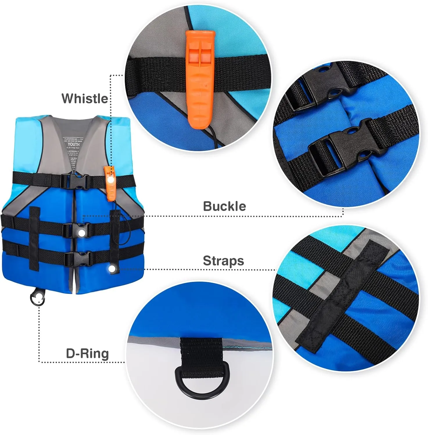 Leader Accessories Youth USCG Approved Life Jacket Vest Boating Vest