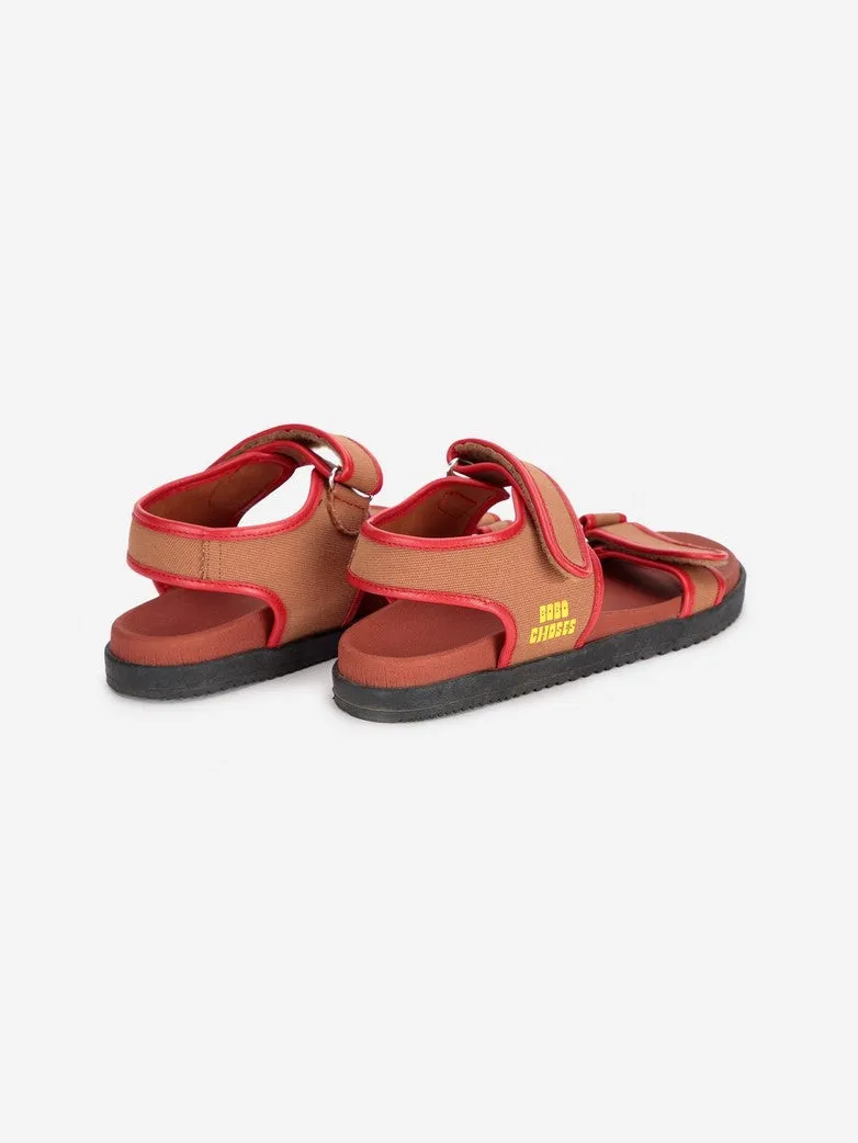 Leather and canvas sandal