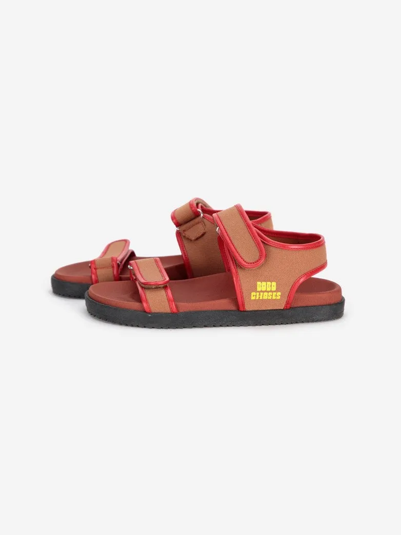 Leather and canvas sandal