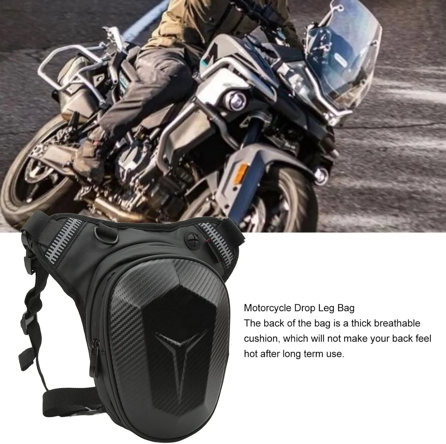 Leg Bag,Motorcycle Cycling Waist Waterproof Fanny Pack Motorcycle Drop Leg Bag with Leg Strap for Hiking Climbing Cycling(carbon fiber style)