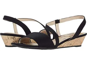 LifeStride Womens Yasmine Wedge Sandal Black Canvas 11 W
