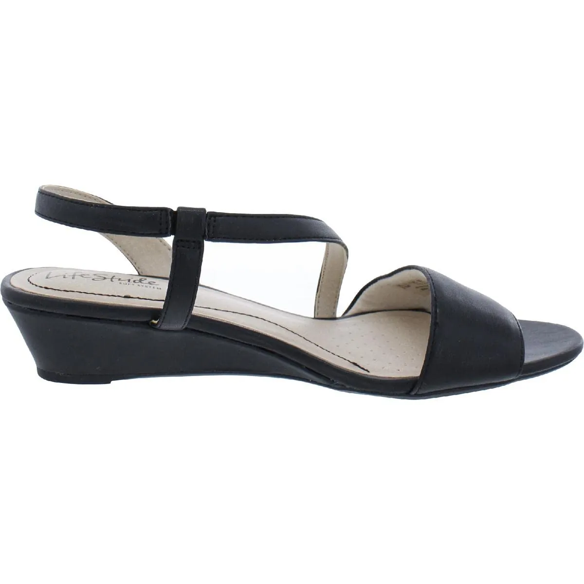 LifeStride Womens Yasmine Wedge Sandal Black Canvas 9 M