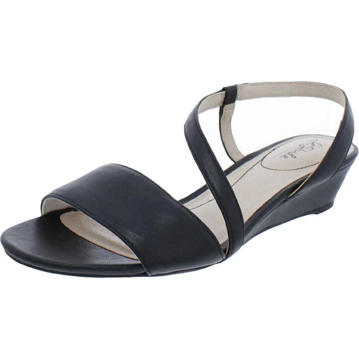 LifeStride Womens Yasmine Wedge Sandal Black Canvas 9 M
