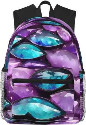 Lightweight Laptop Backpack,Casual Daypack Travel Backpack Bookbag Work Bag for Men and Women-Mermaid Pastel Pink Purple Aqua