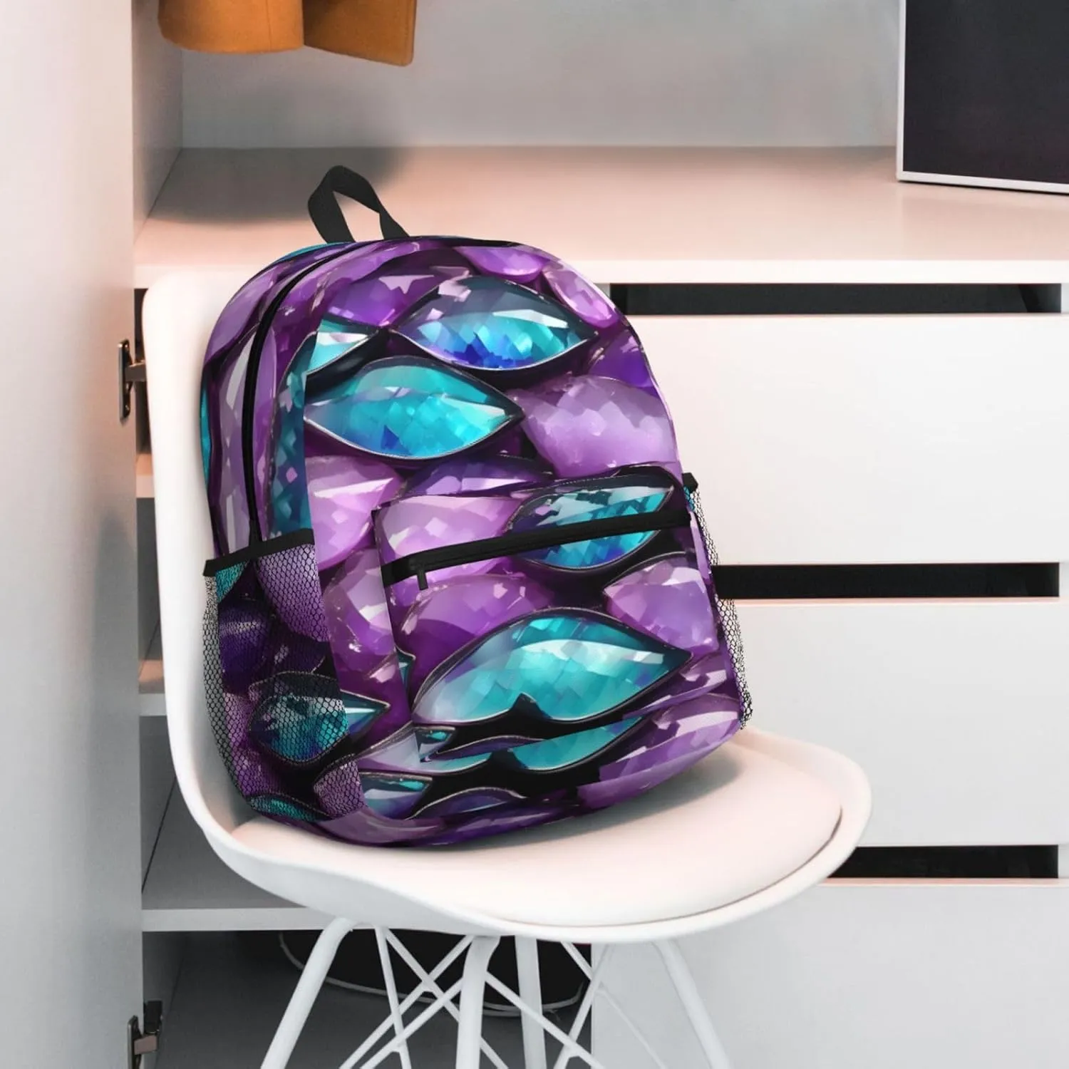 Lightweight Laptop Backpack,Casual Daypack Travel Backpack Bookbag Work Bag for Men and Women-Mermaid Pastel Pink Purple Aqua