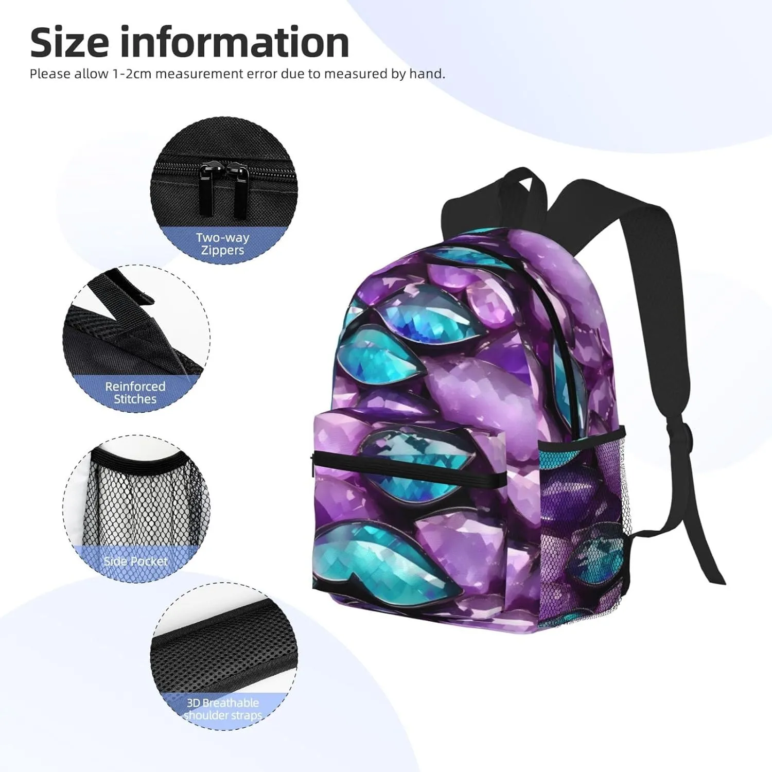 Lightweight Laptop Backpack,Casual Daypack Travel Backpack Bookbag Work Bag for Men and Women-Mermaid Pastel Pink Purple Aqua