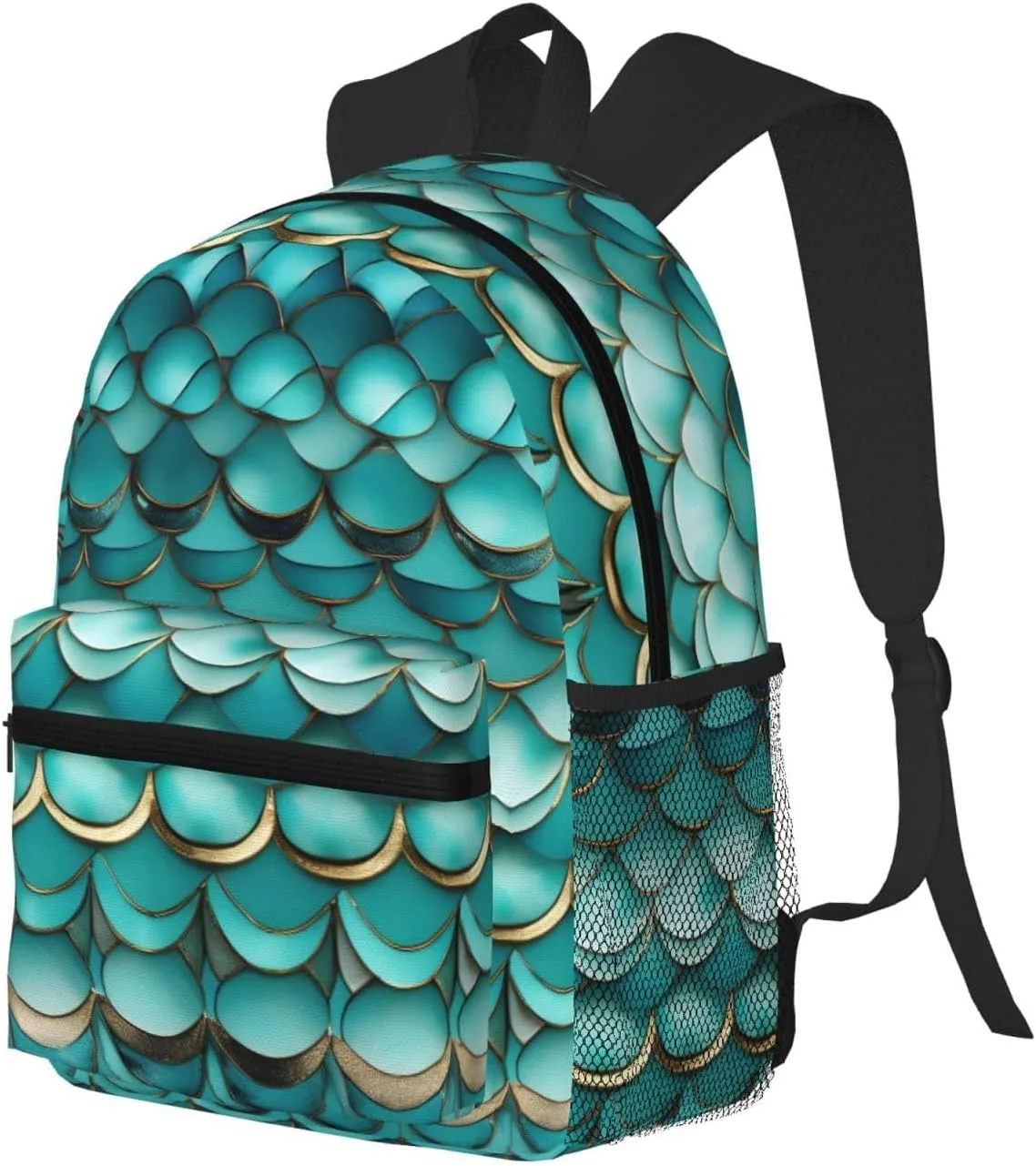 Lightweight Laptop Backpack,Casual Daypack Travel Backpack Bookbag Work Bag for Men and Women-Mermaid Teal Fish Scale