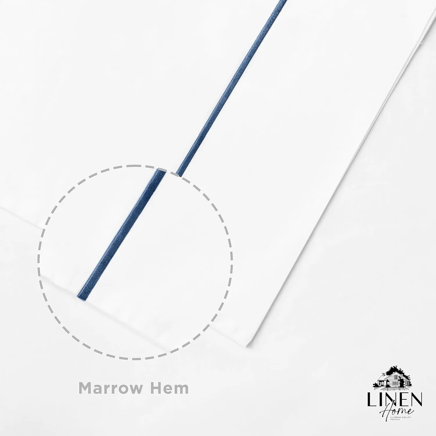 Linen Home 100% Cotton Marrow Percale Sheet Set, Queen Size, Dark Blue, 4 Pieces - 1 Flat, 1 Deep Pocket Fitted Sheet and 2 Pillowcases, Breathable, Crisp Cool and Strong Bed Linen
