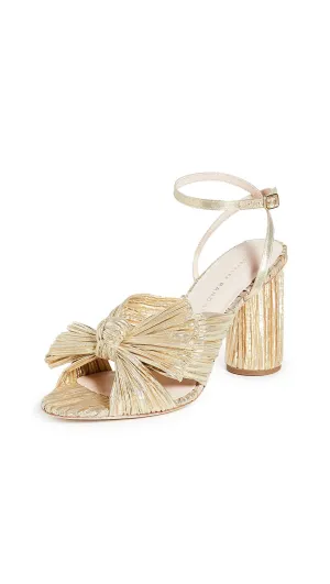 Loeffler Randall Women's Camellia Gold Pleated Bow Heel with Ankle Strap, Gold, 11 Medium US