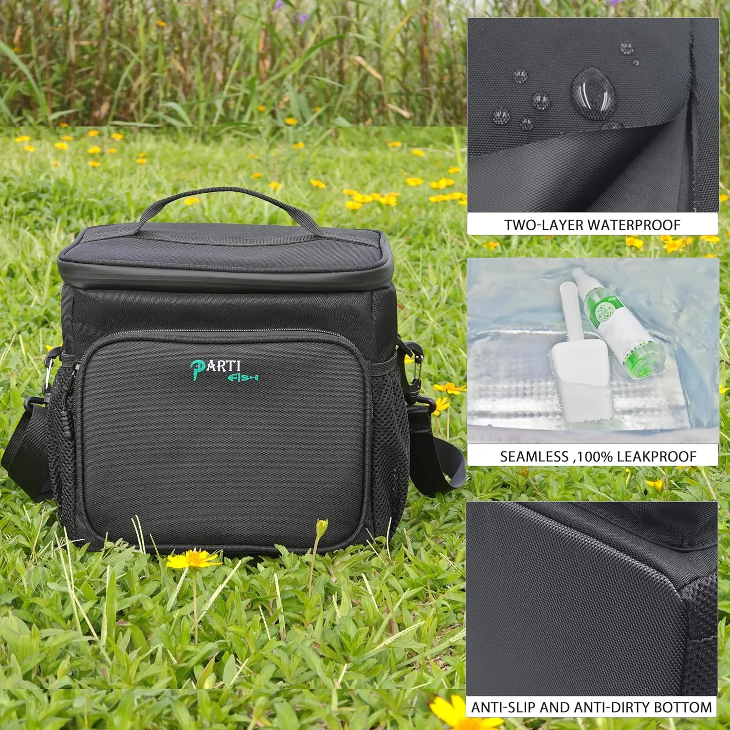 Lunch Bag Lunch Box 12L Medium Soft Lunch Cooler Box Bag Loncheras 5-Layers Strong Thermal Water-leak-proof Anti-slip-fall Construction Work Outdoor Cycling Hiking For Men Women, Black