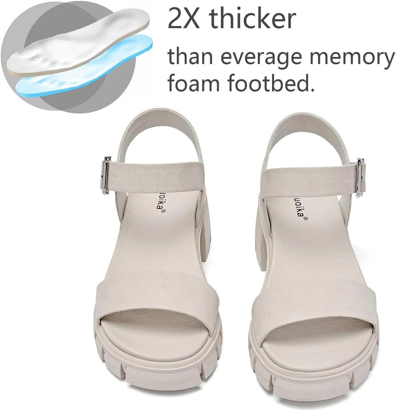 Luoika Women's Wide Width Pump Heel Sandals, Fashion Plateform Block Heel Open Toe Sandal with Adjustable Ankle Strap Women's Casual Summer Shoes.