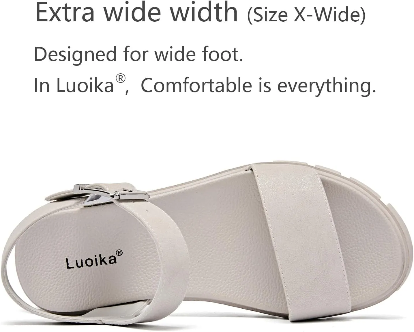 Luoika Women's Wide Width Pump Heel Sandals, Fashion Plateform Block Heel Open Toe Sandal with Adjustable Ankle Strap Women's Casual Summer Shoes.