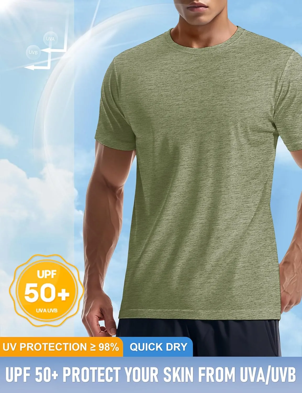 MAGCOMSEN Men's Short Sleeve Sun Protection Shirts Quick Dry Athletic T-Shirts Hiking Running Workout Gym Rash Guard