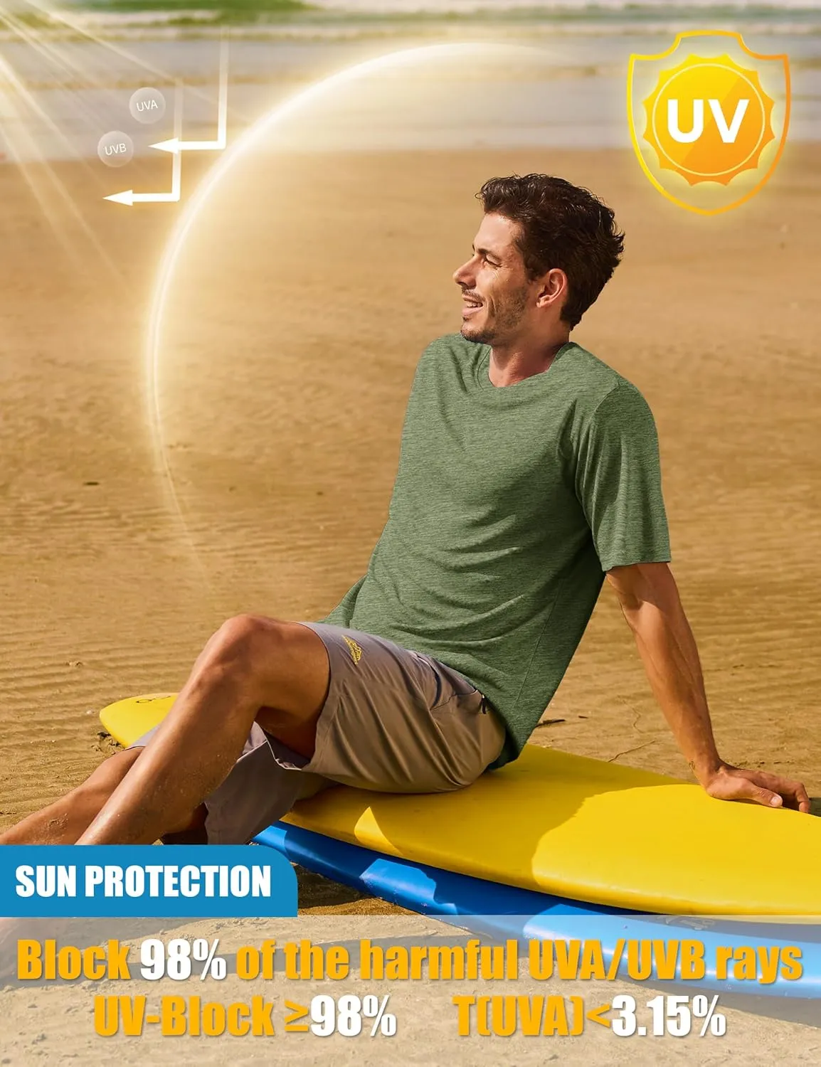 MAGCOMSEN Men's Short Sleeve Sun Protection Shirts Quick Dry Athletic T-Shirts Hiking Running Workout Gym Rash Guard