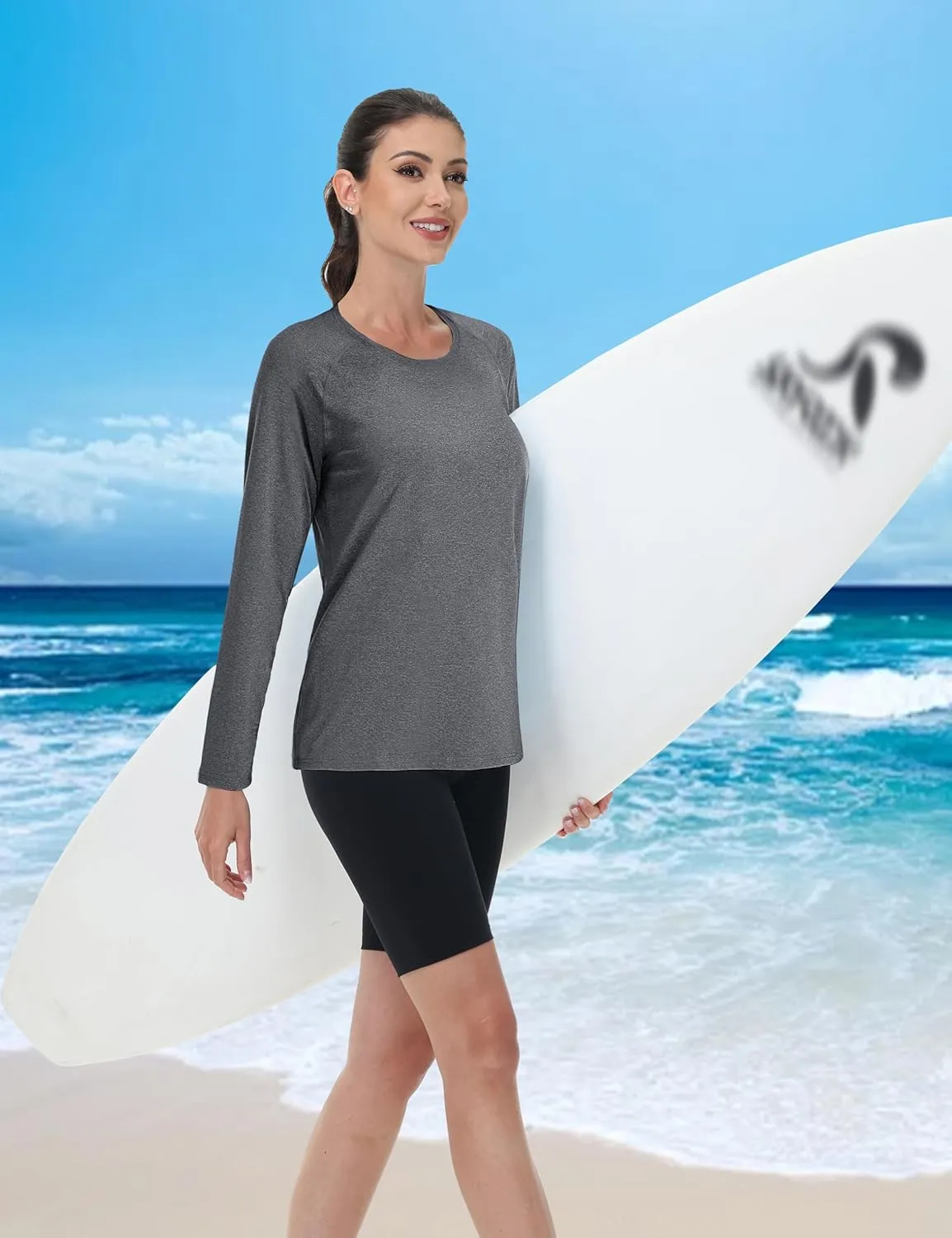 MAGCOMSEN Women's Long Sleeve Shirts UPF 50  Workout Tops Sun Protection Athletic Running Swim Rash Guard