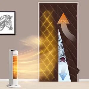 MAGZO Magnetic Thermal Insulated Door Cover Curtain 32" x 80", Upgraded Oxford Filled with Thicken Cotton, Insulating Blanket for Winter/Sliding Glass/Patio/Single/Entry/Front/Back Doors, Brown