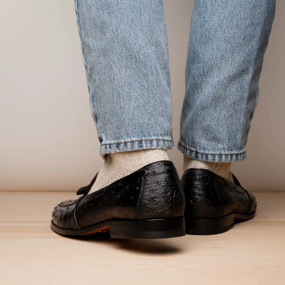 Marco Di Milano Aubiere Black Ostrich Quill Tassel Loafers