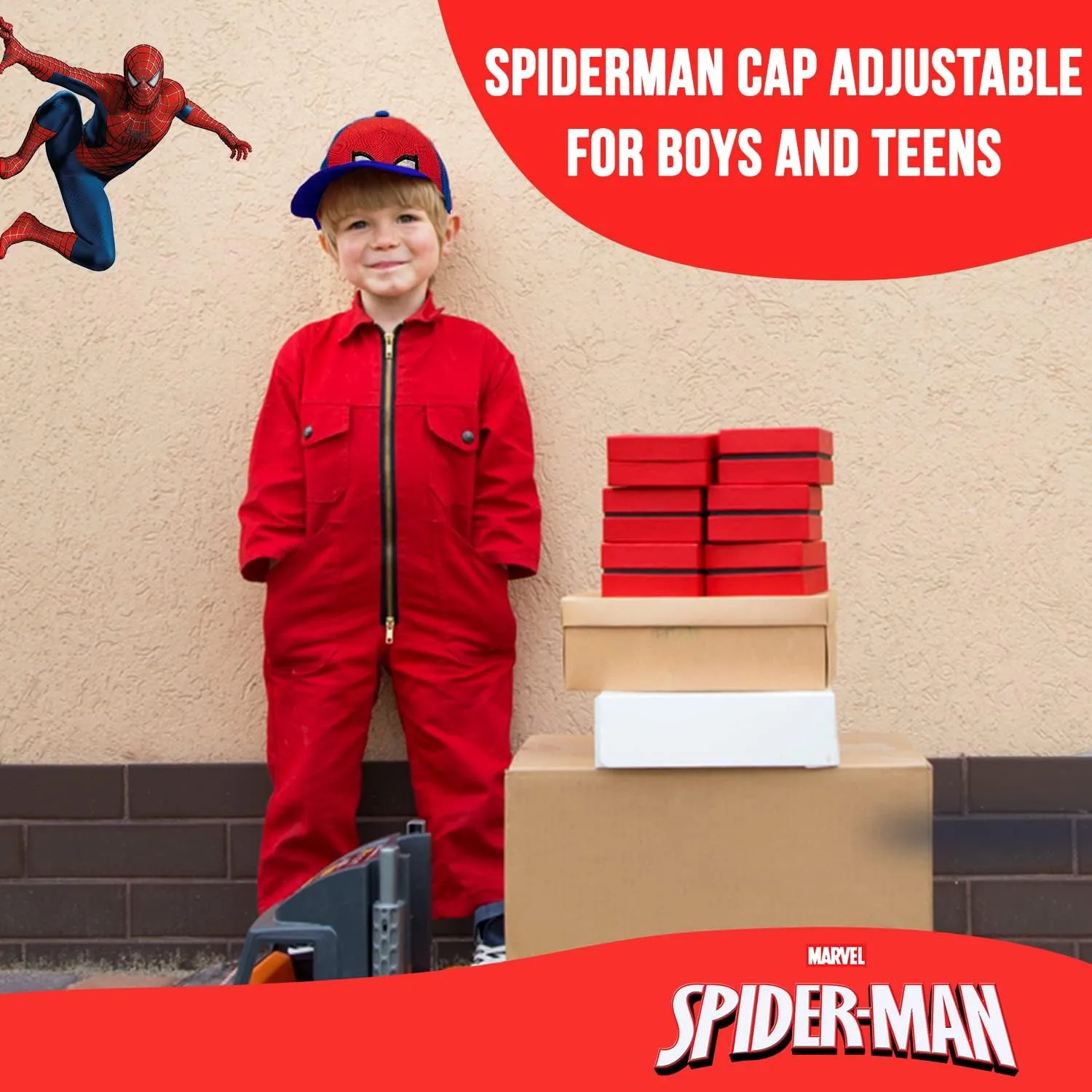 Marvel Spiderman Hat for Boys, Breathable Spiderman Baseball Cap for Toddlers, Boys Ages 3-9