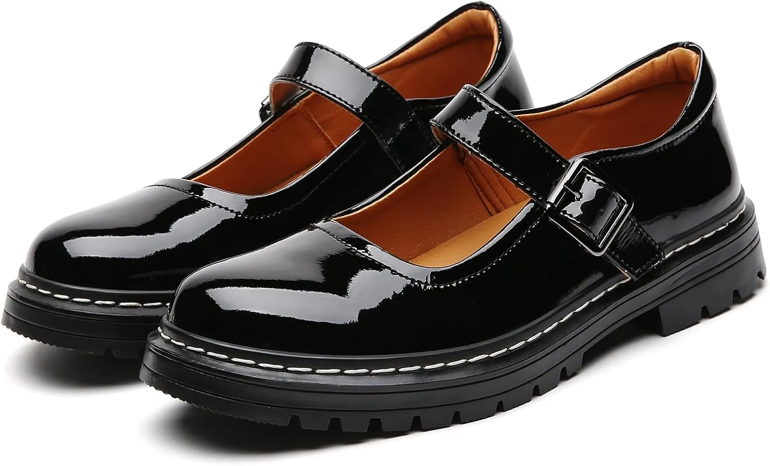 Mary Jane Shoes Women Platform Non-Slip Classics Round Toe Ankle Strap Comfort Casual Oxford Dress Work Mary Jane Flat Shoes