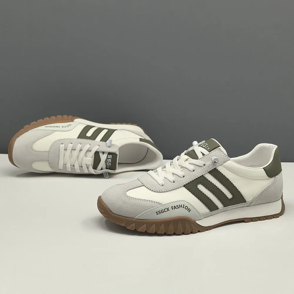 Men Fashion Leather Breathable Canvas Flat Casual Shoes