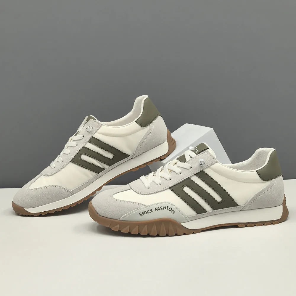 Men Fashion Leather Breathable Canvas Flat Casual Shoes