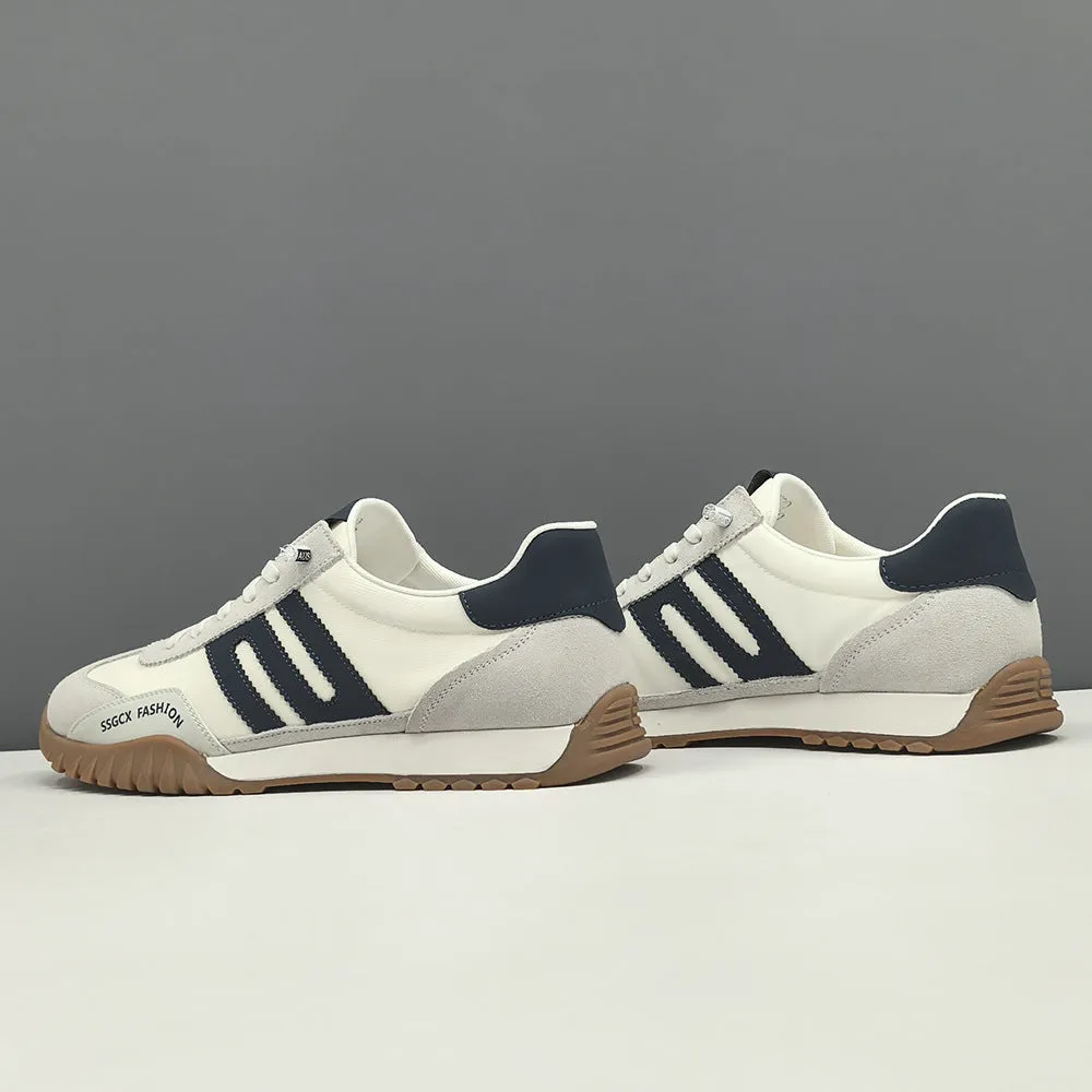 Men Fashion Leather Breathable Canvas Flat Casual Shoes