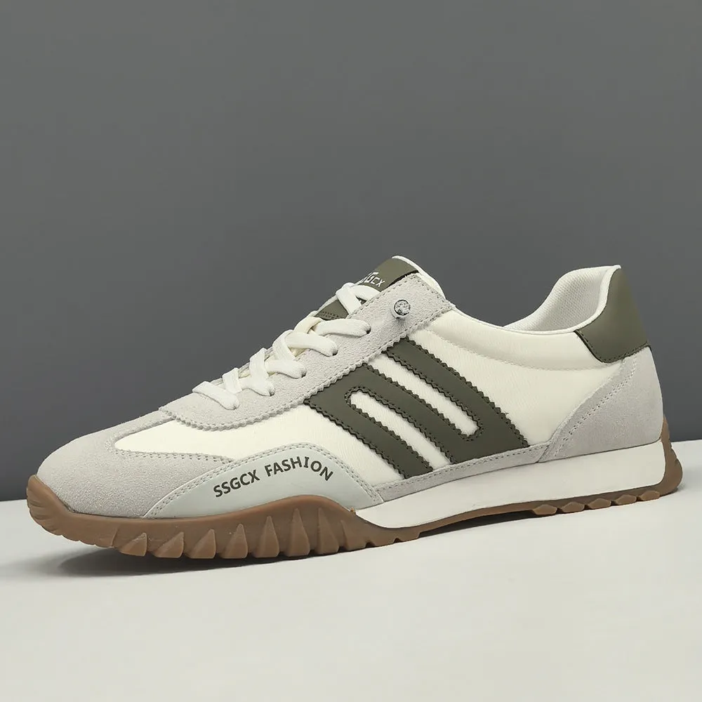 Men Fashion Leather Breathable Canvas Flat Casual Shoes