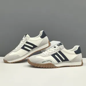 Men Fashion Leather Breathable Canvas Flat Casual Shoes