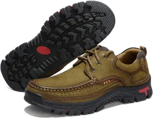 Men Outdoor Shoes Breathable Slip On Climbing Loafers Walking Cowhide Moccasins