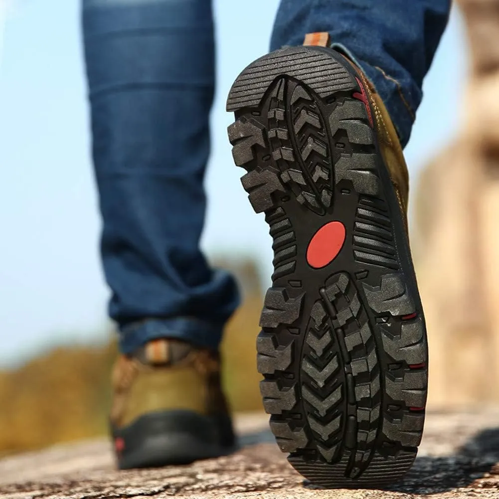Men Outdoor Shoes Breathable Slip On Climbing Loafers Walking Cowhide Moccasins