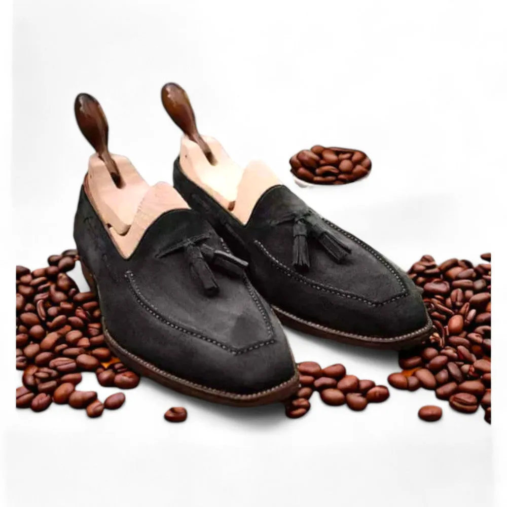 Men's Black Suede Slip On Loafer Tussle Shoes, Casual Shoes,