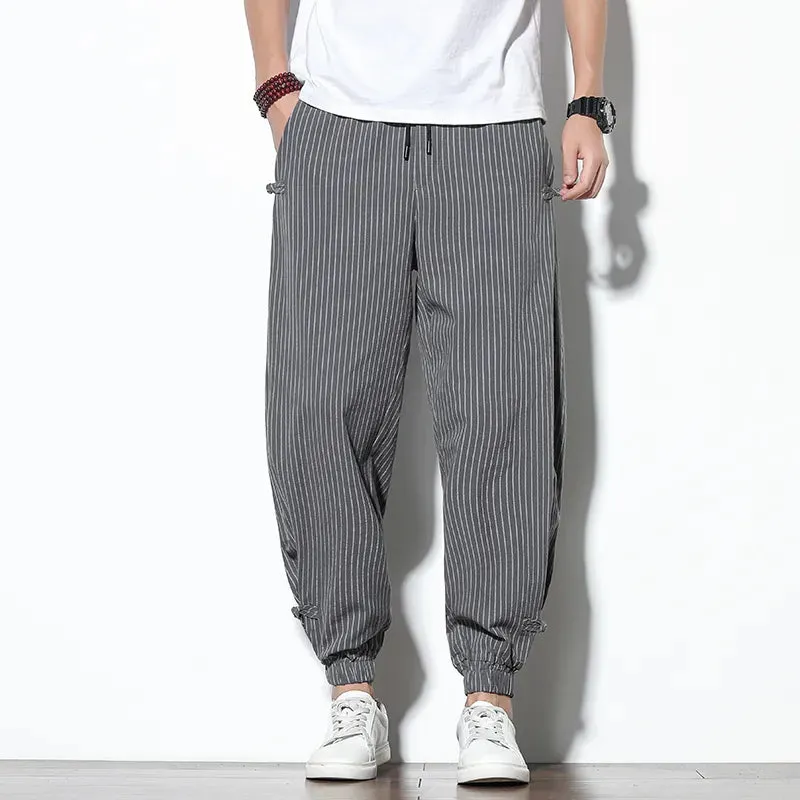 Mens Breathable Cotton Linen Harem Pants