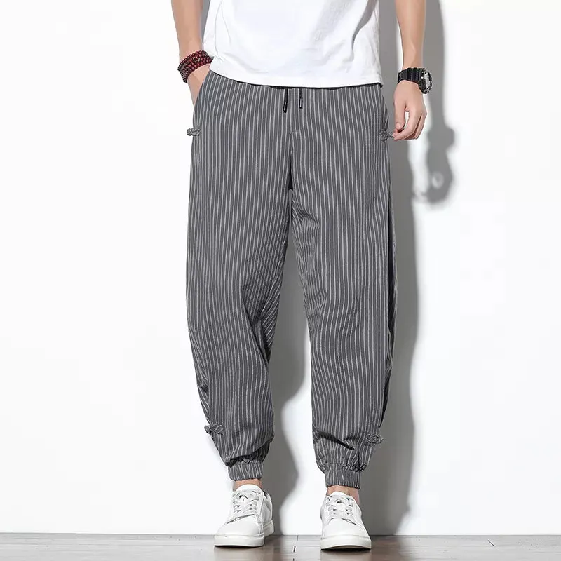 Mens Breathable Cotton Linen Harem Pants