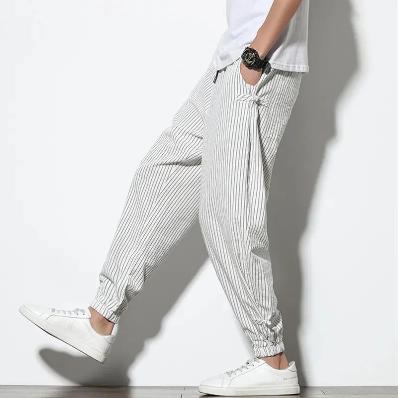 Mens Breathable Cotton Linen Harem Pants