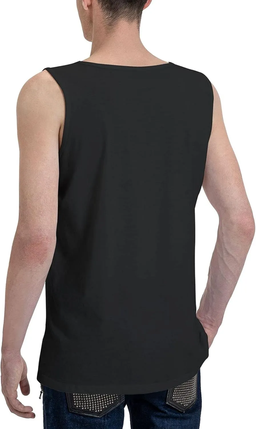Men's Breathable Cotton Tank Top Versatile Stretchy Durable Rround Neck Singlet