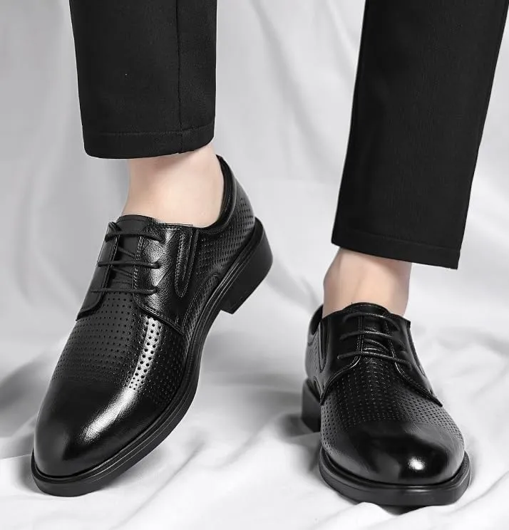 Men's Brogue Oxfords Wingtip Dress Shoes Genuine Leather Lace-Up Formal Casual Shoes for Wedding Office