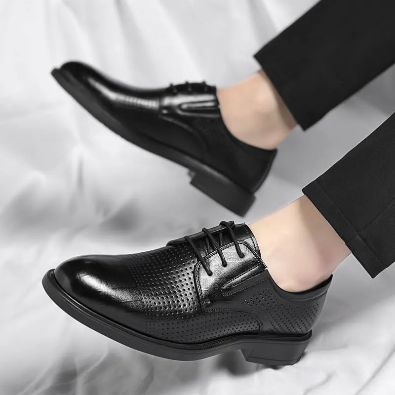 Men's Brogue Oxfords Wingtip Dress Shoes Genuine Leather Lace-Up Formal Casual Shoes for Wedding Office