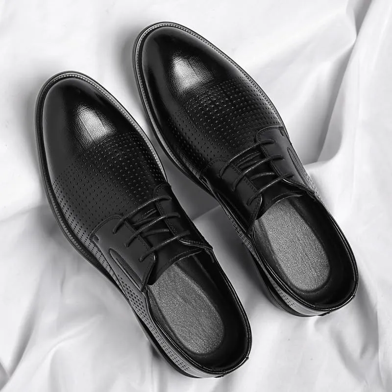 Men's Brogue Oxfords Wingtip Dress Shoes Genuine Leather Lace-Up Formal Casual Shoes for Wedding Office