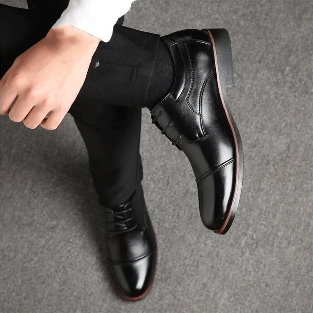 Mens Dress Sneakers Formal Non-Slip Business Wingtip Lace Up Lightweight All-Day Comfort Non-Slip Oxfords Shoes