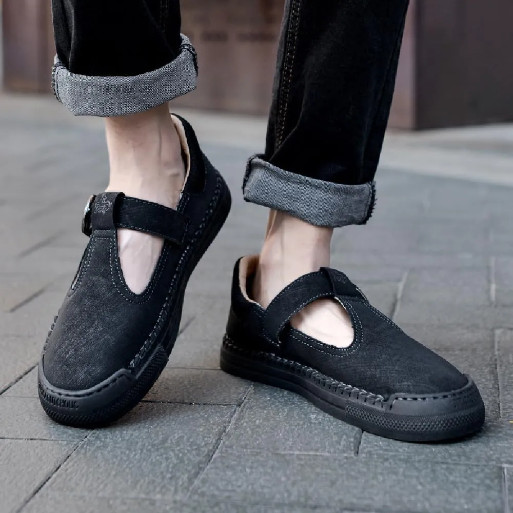 Mens Leather Loafers Comfortable Non-Slip Driving Shoes Lightweight Breathable Casual Oxford Shoes