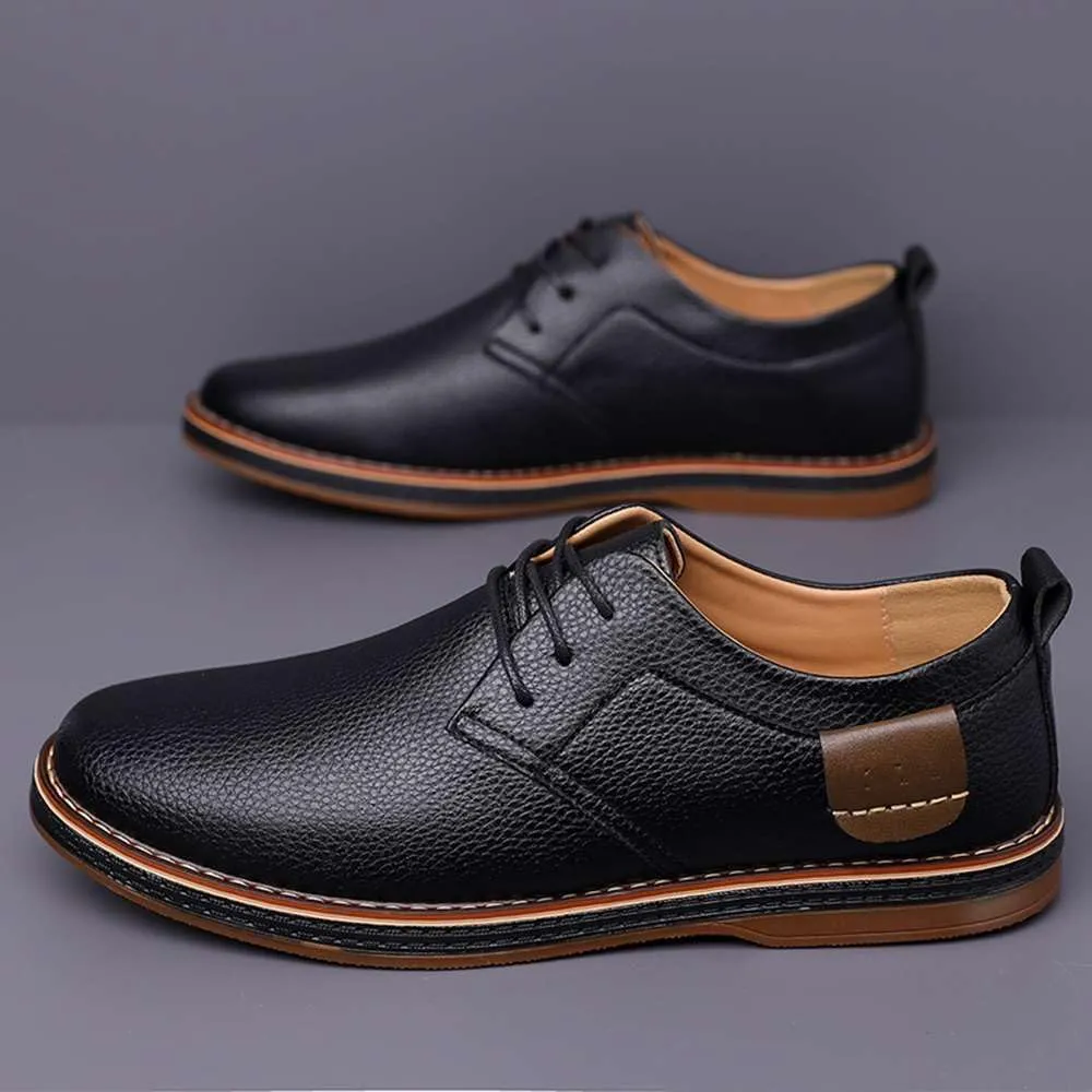 Men's Oxford Shoes Casual Leather Dress Shoes Breathable Lace Up Shoes for Business Office Wear