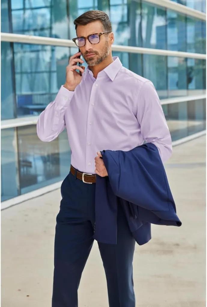 Men's Trim Fit Royal Oxford 100% Cotton Dress Shirt