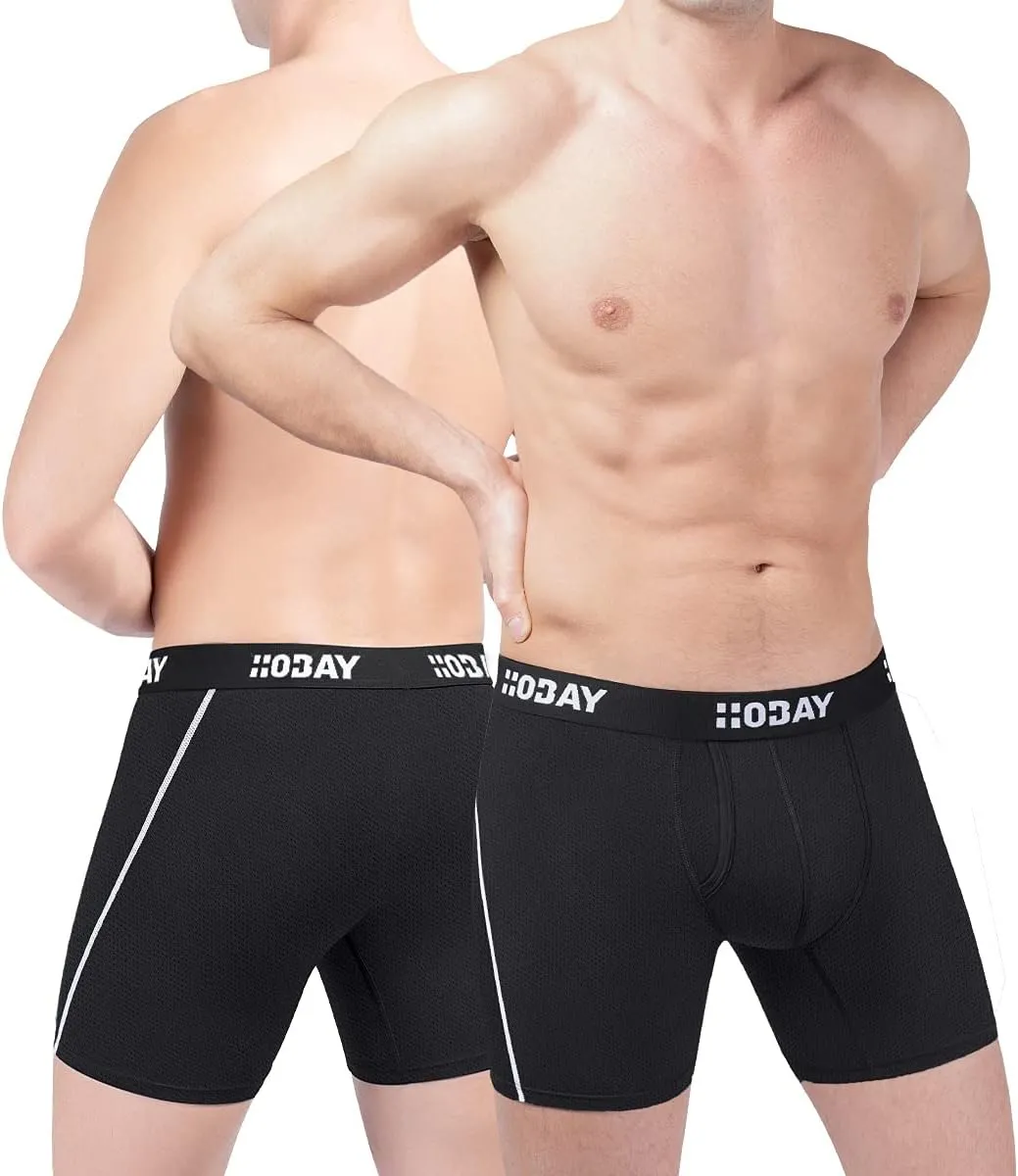 Men's Underwear 3 Pack Breathable Mesh Boxer Briefs Open Fly