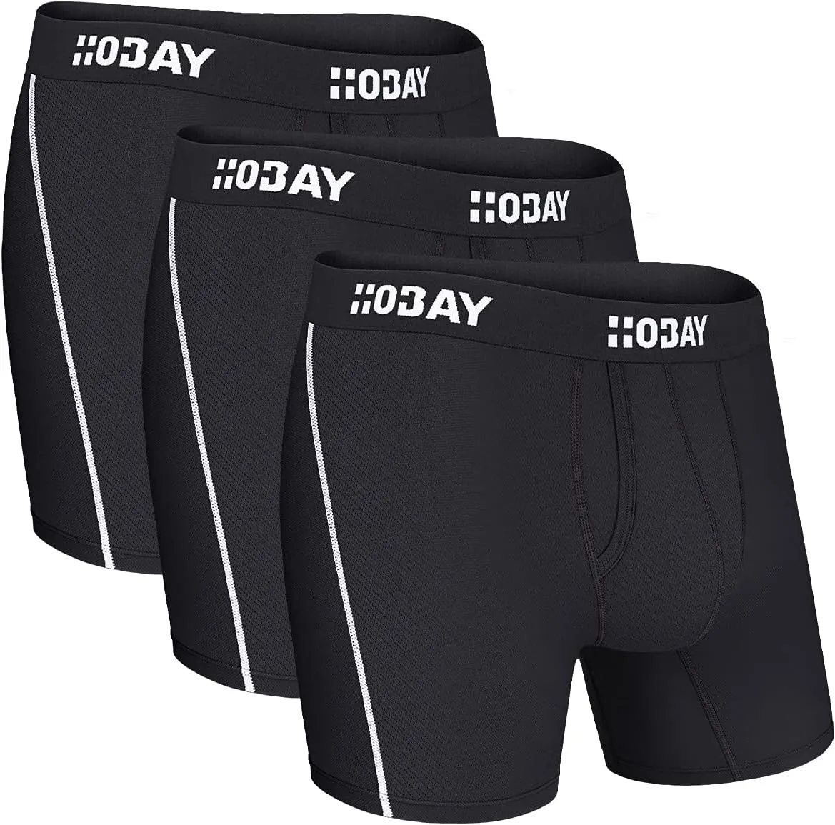 Men's Underwear 3 Pack Breathable Mesh Boxer Briefs Open Fly