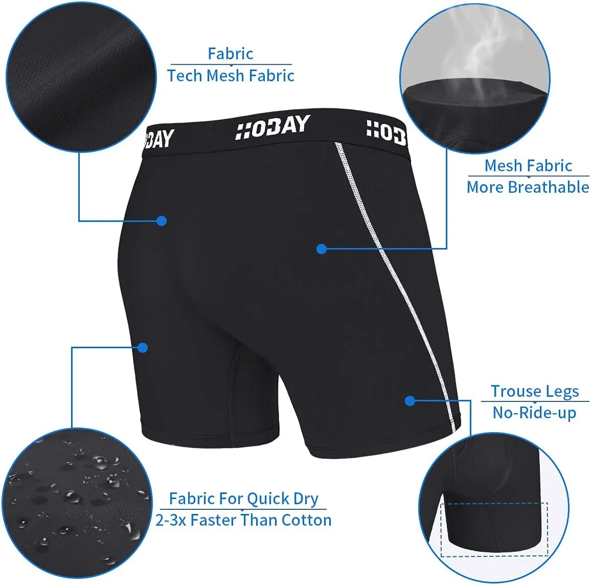 Men's Underwear 3 Pack Breathable Mesh Boxer Briefs Open Fly