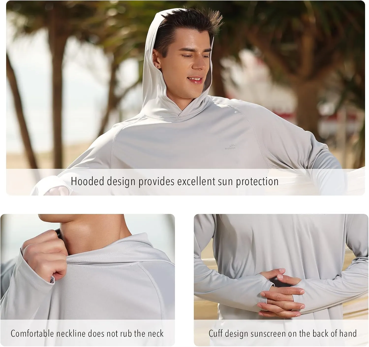 Men's UPF 50  Long Sleeve Sun Shirts UV Protection Hoodie Rash Guard Hiking Fishing Swim T Shirt