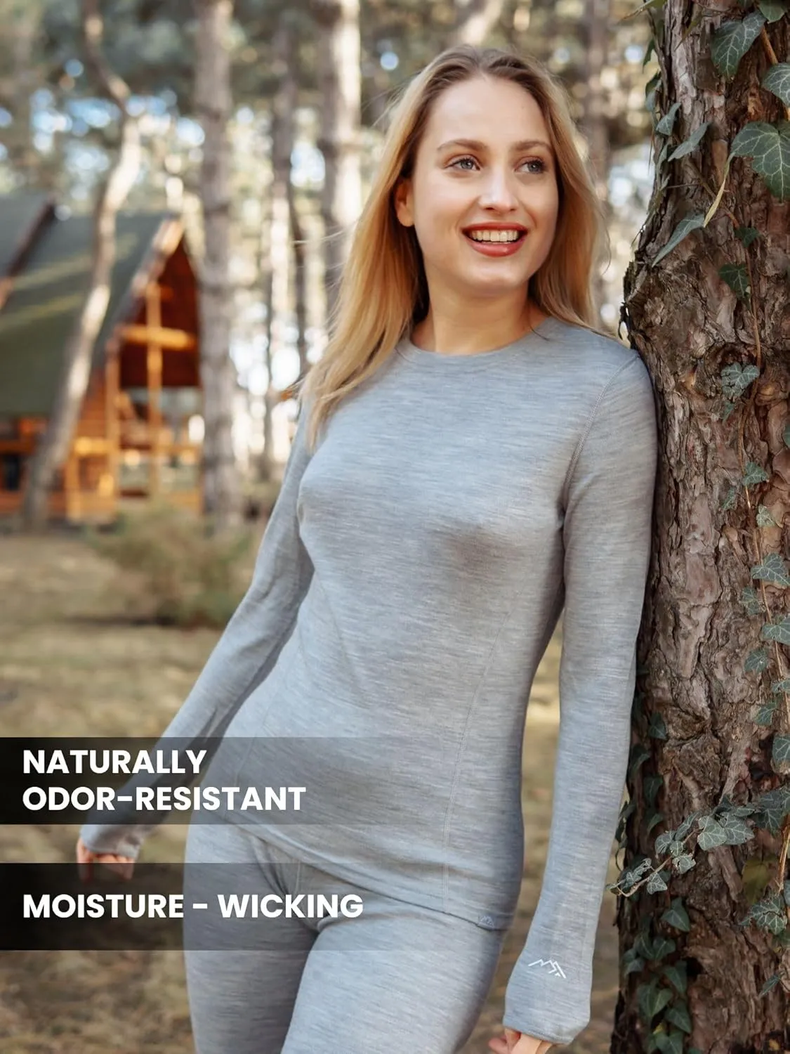 Merino.tech Merino Wool Base Layer Women Set - Heavyweight, Lite, Midweight Merino Thermal Underwear For Women Top, Bottom